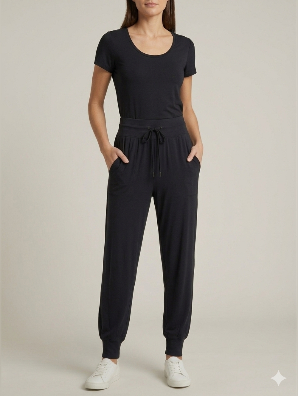 ​Lolë Black High Waist Tapered Active Jogger Soft Drawstring Lightweight Lounge